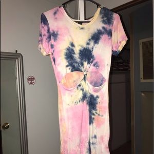 Tie dye body-con cutout dress